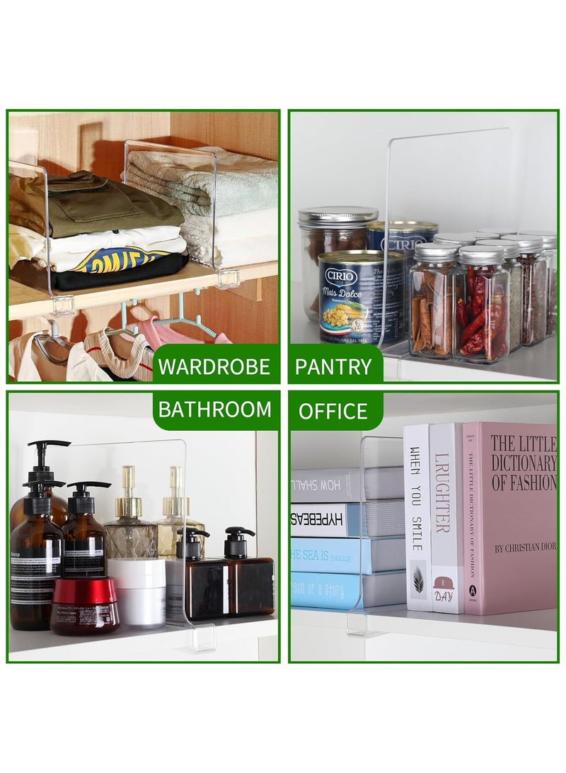 TPGP 12pcs Shelf Dividers for Closet Organization, Acrylic Shelf Divider for Wooden Shelving, Wood Shelf Organizer for Closet, Bedroom, Kitchen, and Office - Image 5
