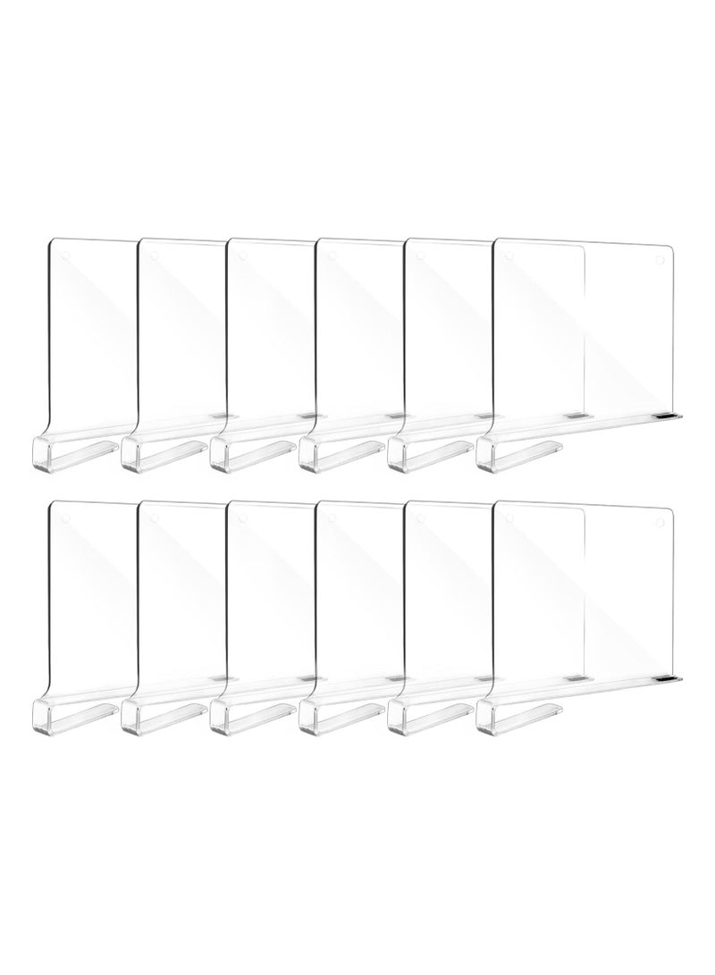 TPGP 12pcs Shelf Dividers for Closet Organization, Acrylic Shelf Divider for Wooden Shelving, Wood Shelf Organizer for Closet, Bedroom, Kitchen, and Office - Image 1