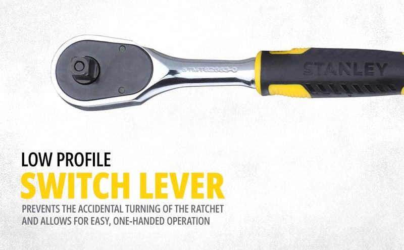 STANLEY STMT82672 14 37Piece Chrome Compact Socket Set comes with a HeavyDuty Plastic Case for Home DIY Industrial Professional Use YELLOW BLACK - Image 3