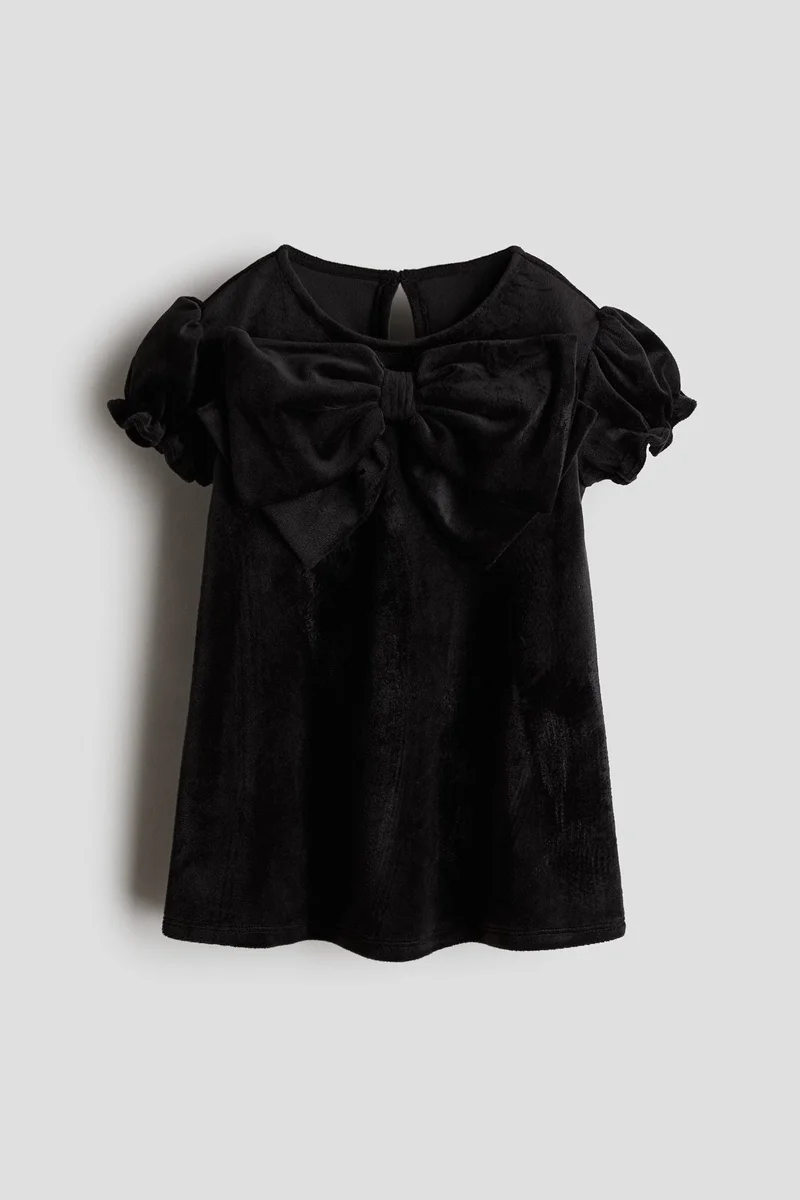اتش اند ام Bow-Detail Velour Dress