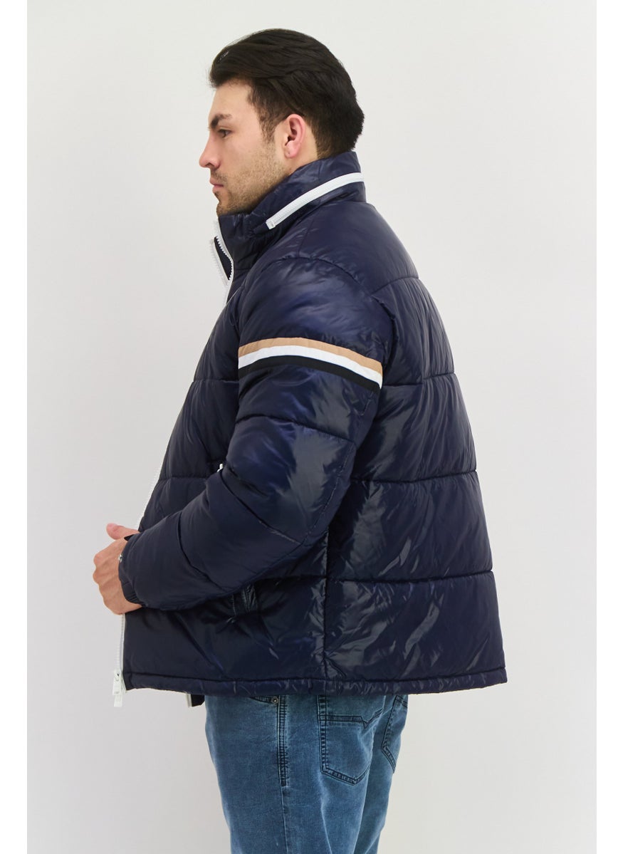 BOSS - Men Quilted Puffer Jacket, Navy - Image 1