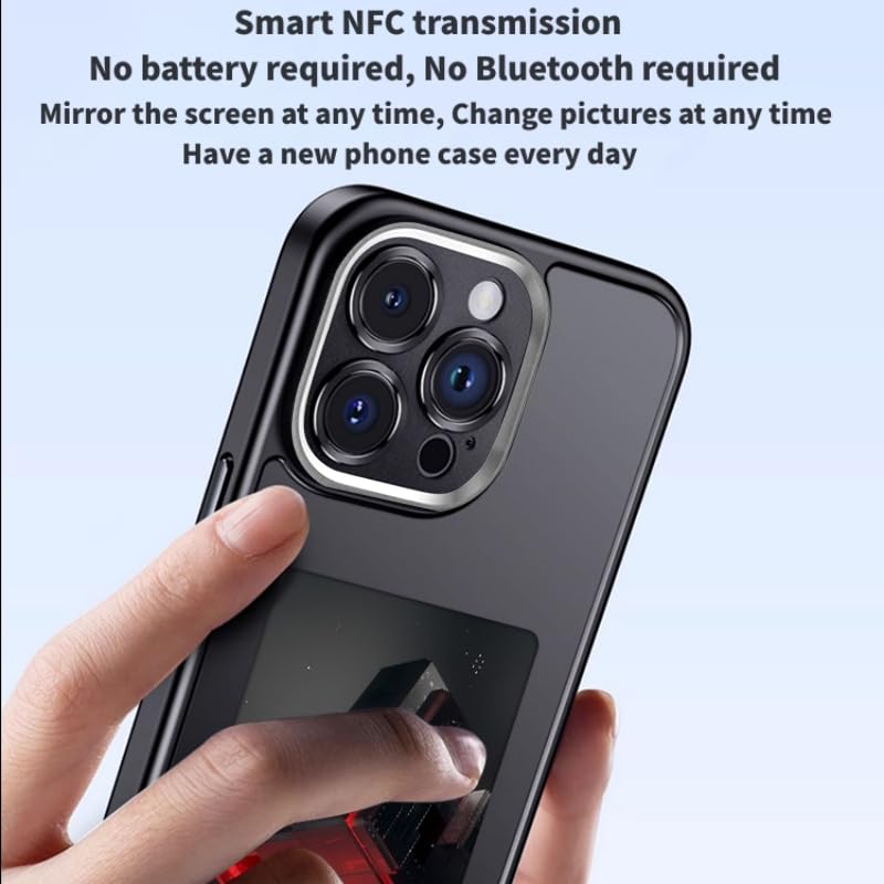 KSOPUERT Ink Screen Smart Phone Case Phone Body Protective for 6.1 Inch iPhone 13 iPhone 14,Supports Display 3.5 Picture On Case,Black - Image 2