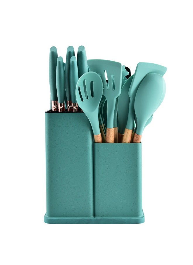 ATM 19 Pieces Cooking Utensils Set, Kitchen Knife Set, Includes Tongs, Spoon, Spatula and Turner, Heat Resistant, Food Grade, Silicone and Wooden Handles, Non Stick Kitchen Knife Sets and Cutlery  - Image 2