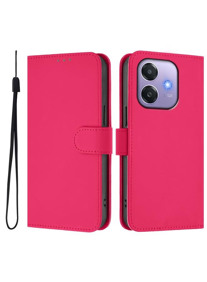 S-TOP Case For OPPO A3x 5G Global Skin Feel Solid Color Leather Phone Case with Lanyard - Image 2