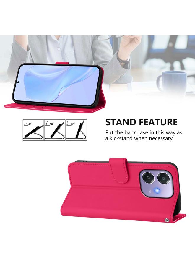 S-TOP Case For OPPO A3x 5G Global Skin Feel Solid Color Leather Phone Case with Lanyard - Image 3