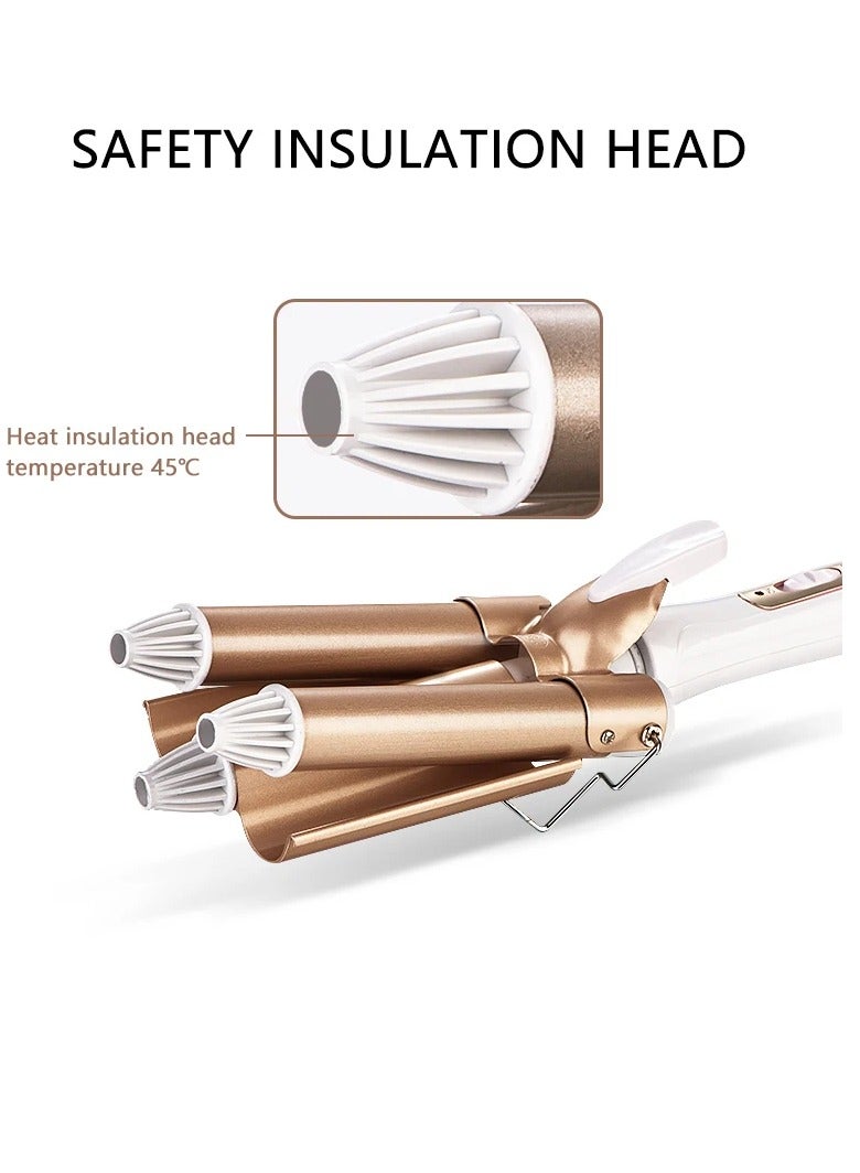AROAQ مكواة تجعيد الشعر، مكواة كهربائية ثلاثية الأسطوانة، لفائف شعر سريعة التسخين، أداة تصفيف شعر خفيفة ومحمولة، أداة تصفيف سهلة الاستخدام للنساء، (28 مم) - Image 2