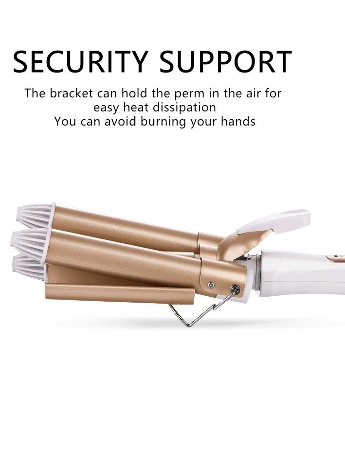 AROAQ مكواة تجعيد الشعر، مكواة كهربائية ثلاثية الأسطوانة، لفائف شعر سريعة التسخين، أداة تصفيف شعر خفيفة ومحمولة، أداة تصفيف سهلة الاستخدام للنساء، (28 مم) - Image 4