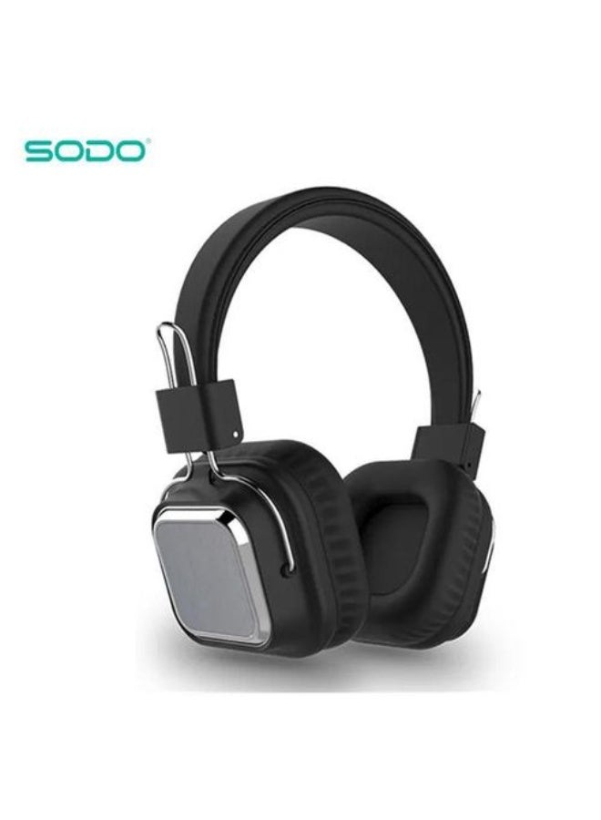 سودو سماعة رأس لاسلكية Sodo Sd-1003 للموسيقى مع ميكروفون مدمج للمشي والتحدث - اسود - Image 5