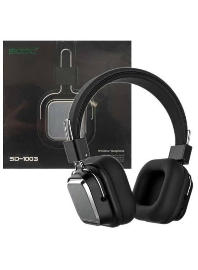 سودو سماعة رأس لاسلكية Sodo Sd-1003 للموسيقى مع ميكروفون مدمج للمشي والتحدث - اسود - Image 1