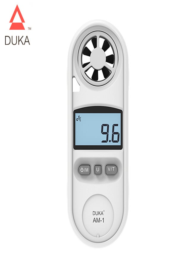 DUKA AM-1 Digital Anemometer Wind Speed/Temperature Measuring Instrument 0.3-30m/s -10~45°C Tester with LCD Backlight Display/Wind Chill Reminder/Multiple Unit Switching Multifunctional Anemometro - Image 2