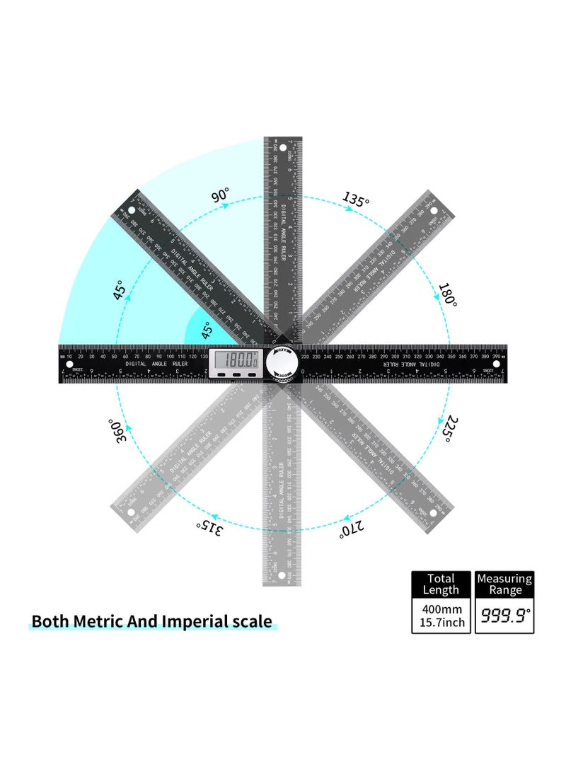 Digital Angle Finder, 2 PCS Protractor, 2 in 1 Angle Finder Ruler, with Large LCD Display, DIY Angle Measuring Tool, Construction Protractors, for Woodworking Carpenter 200 Mm/7.87 Inches - Image 1