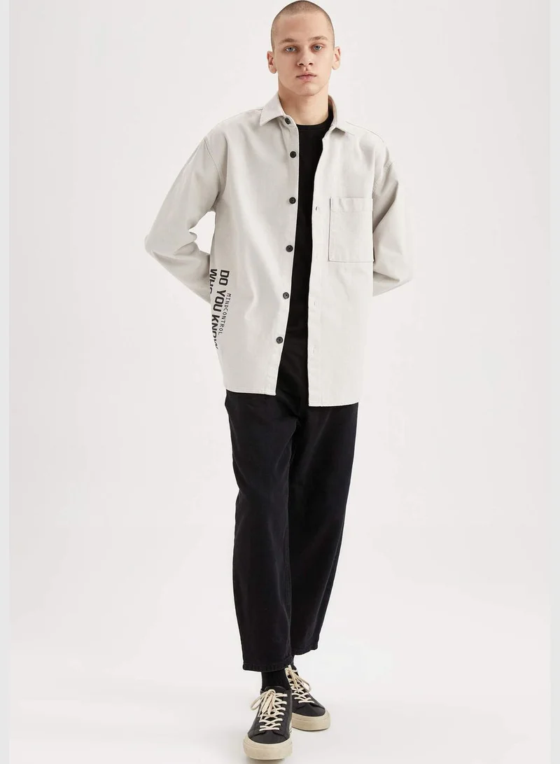 DeFacto Relax Fit Long Sleeve Back Print Shirt