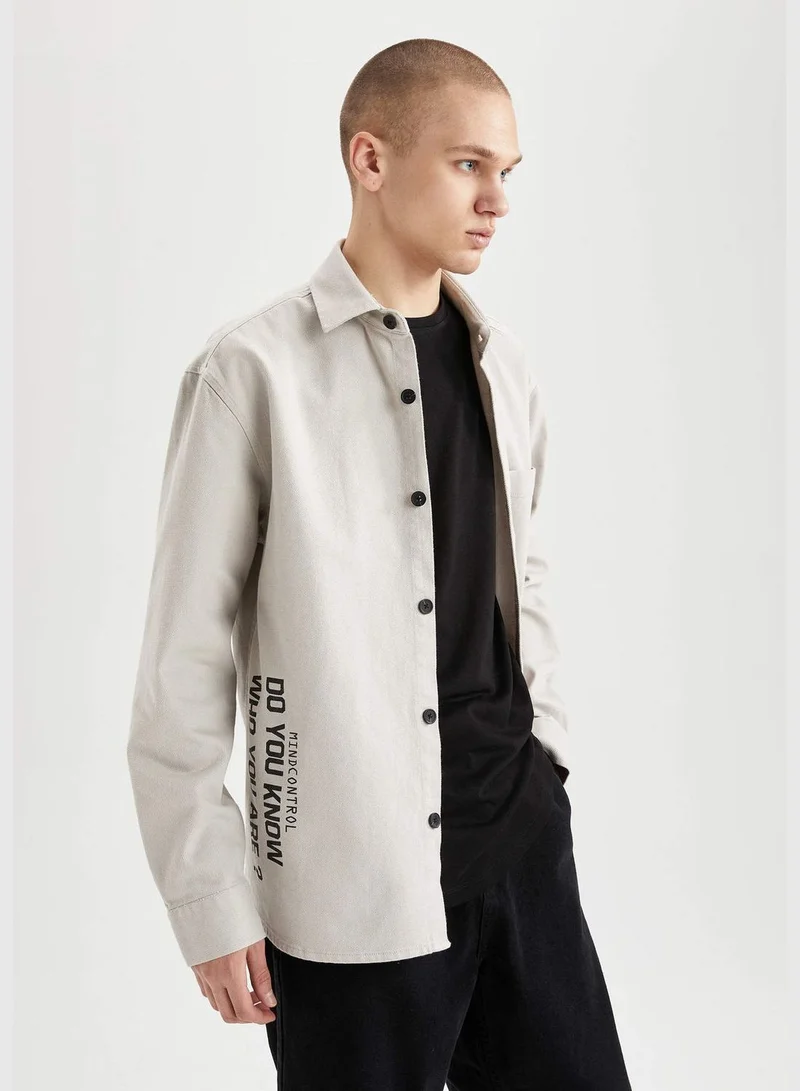DeFacto Relax Fit Long Sleeve Back Print Shirt