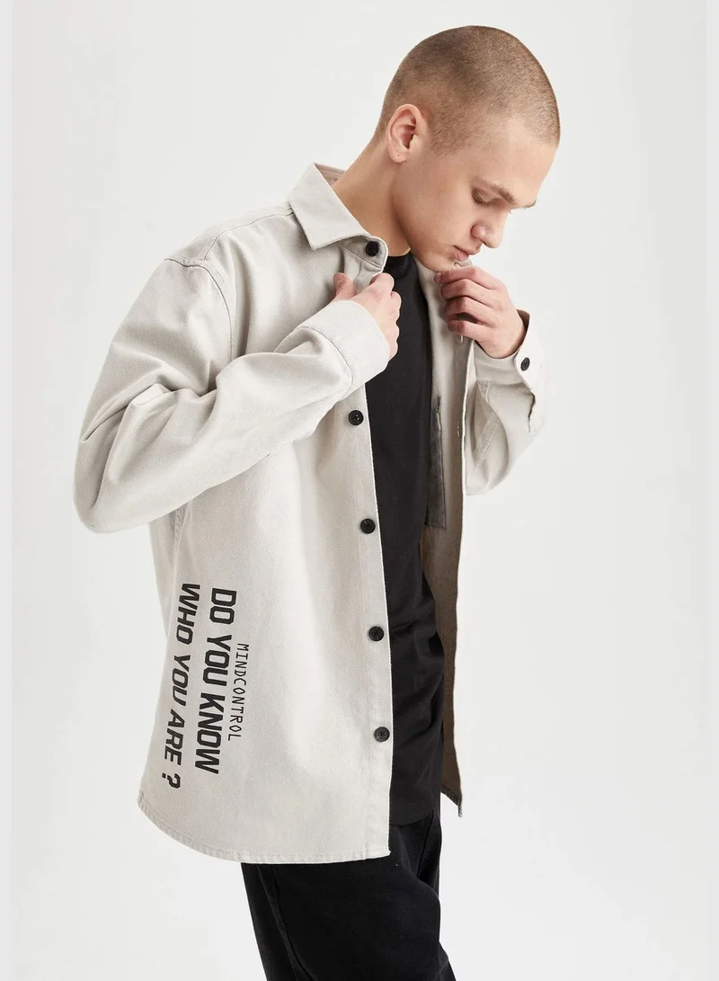 DeFacto Relax Fit Long Sleeve Back Print Shirt