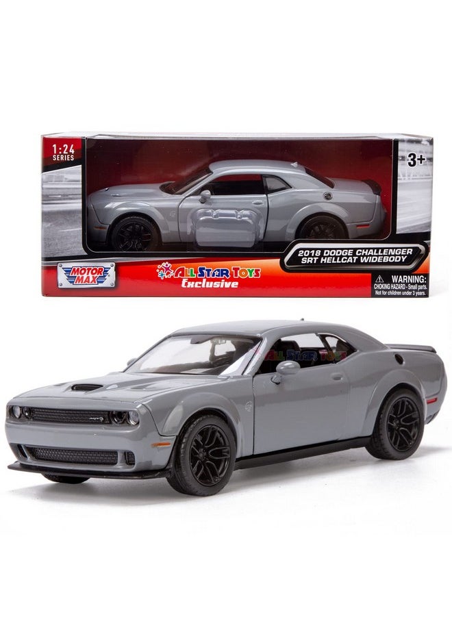 موتورماكس سيارة دودج تشالنجر SRT Hellcat Widebody Destroyer رمادية اللون موديل 2018 حصرية من Motormax All Star Toys، طراز 1/24، طراز 79350، رمادي  - Image 1