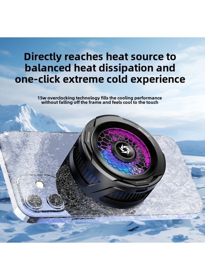 Icing Magnetic Mobile Phone Radiator Semiconductor Refrigeration Mute Live Game Water Cooling Fan Artifact To Eat-Color:No | Model Suction Black - Image 5