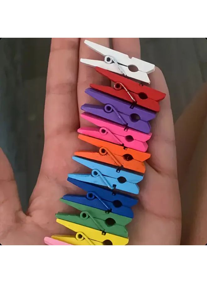 100 مشبك خشبي صغير مزيج الألوان مقاس 1 بوصة لمشاريع الحرف اليدوية والديكور DIY - Image 5