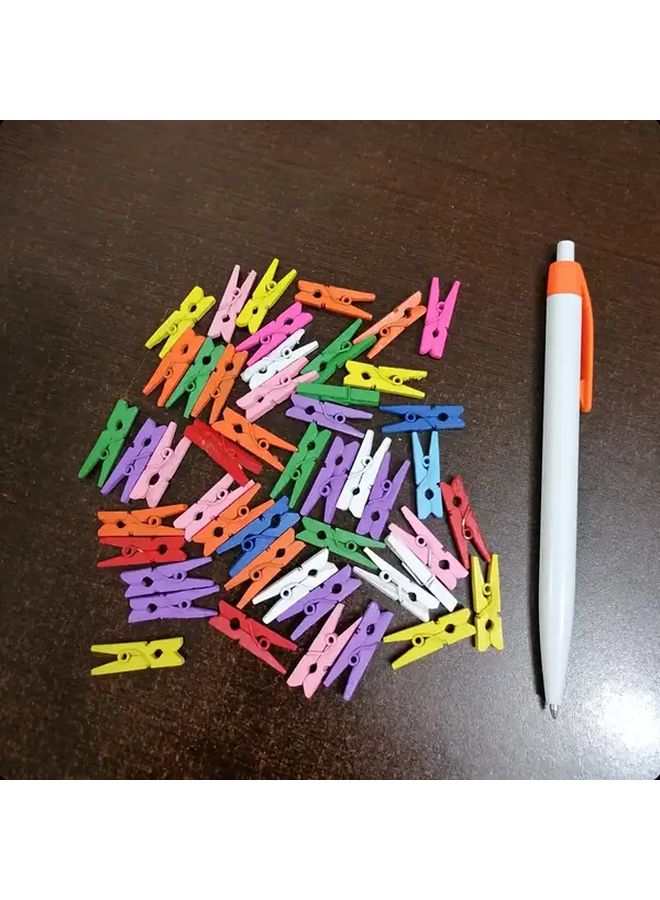 100 مشبك خشبي صغير مزيج الألوان مقاس 1 بوصة لمشاريع الحرف اليدوية والديكور DIY - Image 1