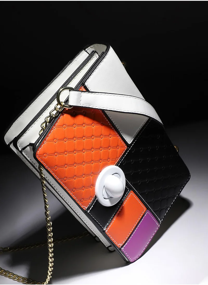 Haute Sauce Contrast Block Sling Bag - Orange & Black