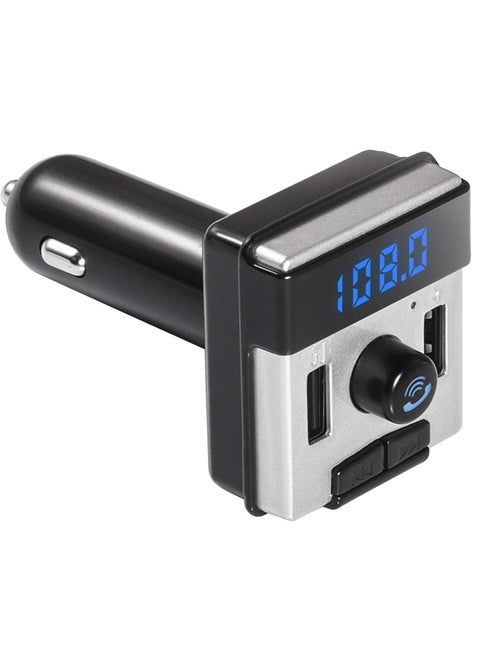 Bluetooth Car FM Transmitter with Fast Dual USB charger Hands free calling, Black, DZ- 595KWD
