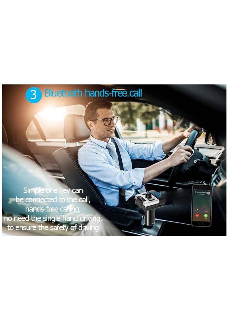 Bluetooth Car FM Transmitter with Fast Dual USB charger Hands free calling, Black, DZ- 595KWD