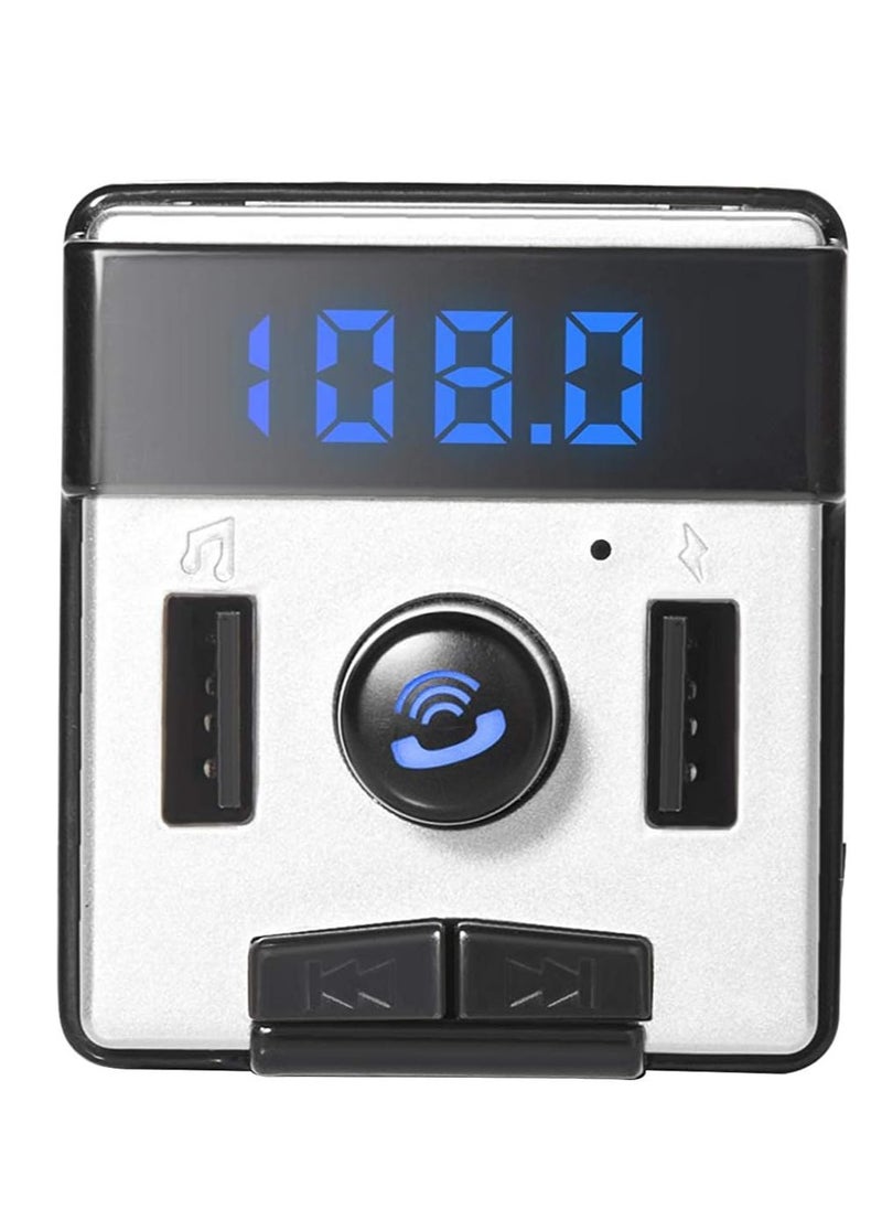 Bluetooth Car FM Transmitter with Fast Dual USB charger Hands free calling, Black, DZ- 595KWD