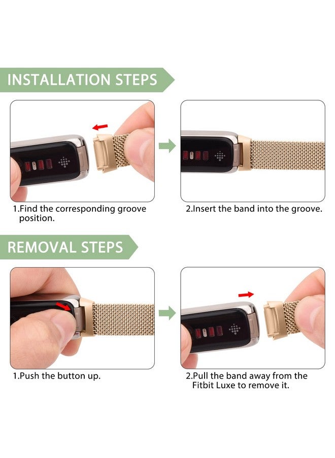 Vanjua Metal Band Compatible With Fitbit Luxe Bands, Stainless Steel Mesh Loop Adjustable Wristband Replacement Strap For Fitbit Luxe/Luxe Special Edition Fitness Tracker Women Men (Rose Gold)  - Image 5