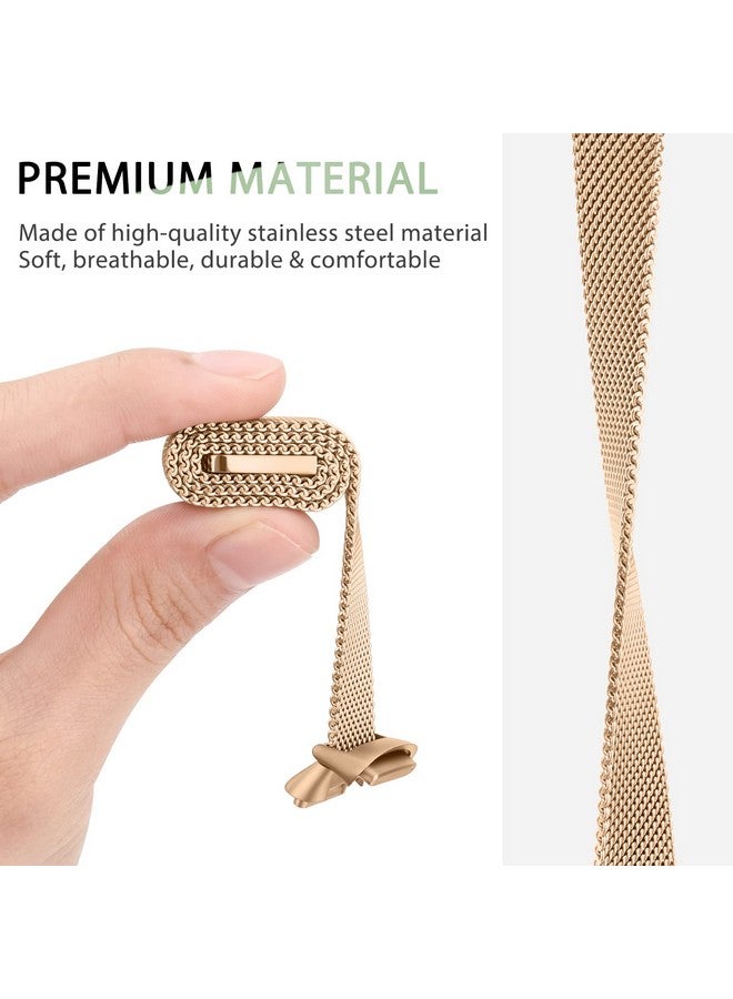 Vanjua Metal Band Compatible With Fitbit Luxe Bands, Stainless Steel Mesh Loop Adjustable Wristband Replacement Strap For Fitbit Luxe/Luxe Special Edition Fitness Tracker Women Men (Rose Gold)  - Image 4