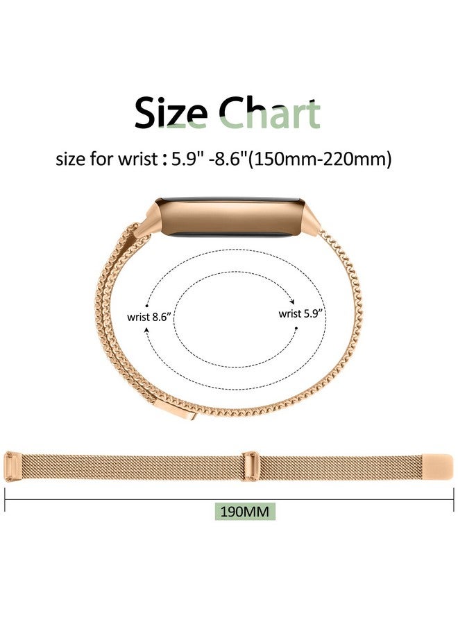 Vanjua Metal Band Compatible With Fitbit Luxe Bands, Stainless Steel Mesh Loop Adjustable Wristband Replacement Strap For Fitbit Luxe/Luxe Special Edition Fitness Tracker Women Men (Rose Gold)  - Image 3