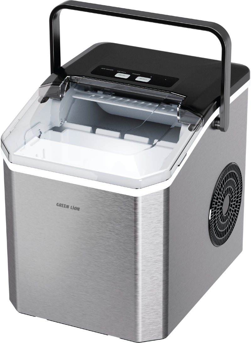 جرين ليون صانعة الثلج Instant Ice Mate بقوة 130 وات وسعة 1.5 لتر / الخامة: فولاذ مقاوم للصدأ + بولي بروبلين / خزان المياه: 1.3 لتر / نوع الثلج: ثلج رصاصي / سلة الثلج: 0.5 كجم - رمادي - Image 1