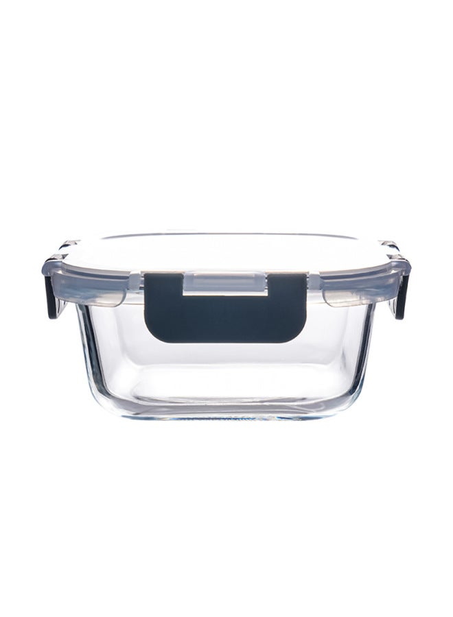 Rectangular High Borosilicate Glass Lunch Box Can Be Heated In Microwave Oven Special Fresh-keeping Box Lunch Box For Office Workers-Specifications:Mini Square-Color:High Boron Bowl-black Snap Pp Cover  - Image 5