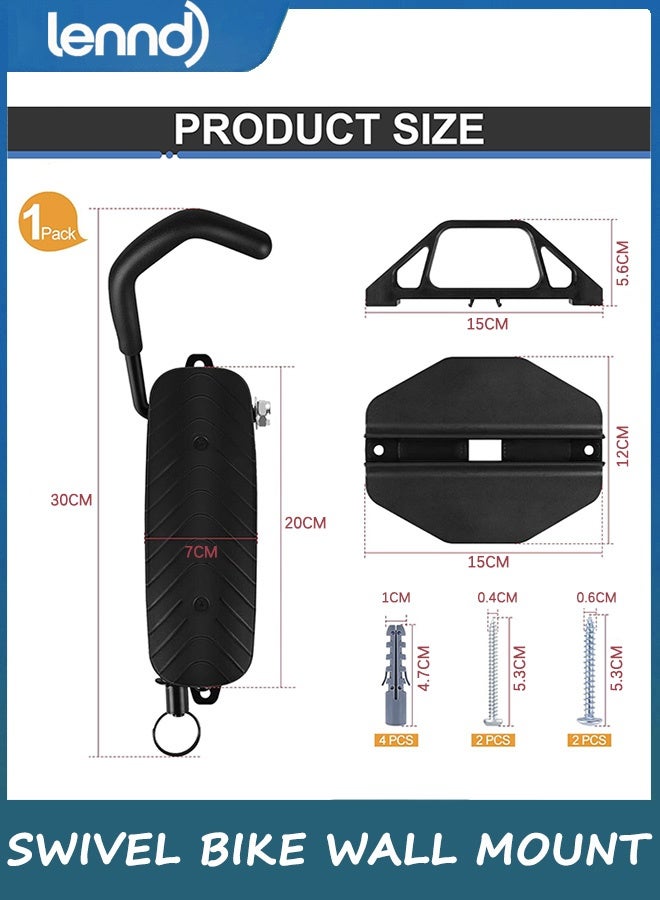 LENND Wall Mounted Swivel Bike Rack for Indoor Storage - Heavy Duty 150° Swivel, No Drilling Required, Space Saving Design, Fits MTB/Road/E-Bike and Hybrid, Non-Slip Stops - Image 2