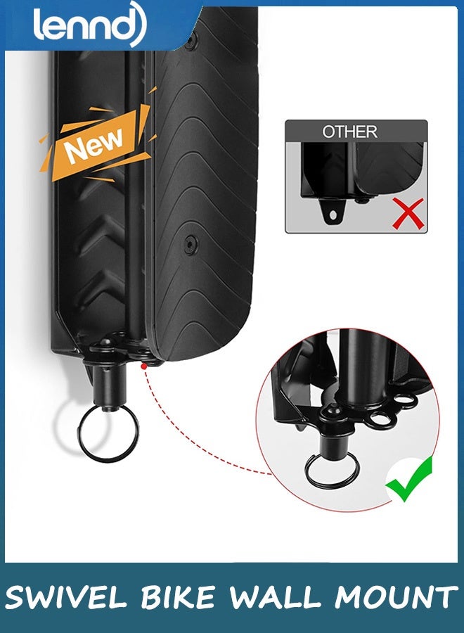 LENND Wall Mounted Swivel Bike Rack for Indoor Storage - Heavy Duty 150° Swivel, No Drilling Required, Space Saving Design, Fits MTB/Road/E-Bike and Hybrid, Non-Slip Stops - Image 4