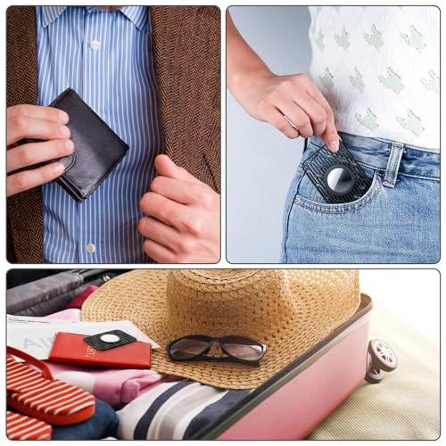FOLX FAB235 Wallet CASE Holder For Air Tag Tracker Size Of A Credit Card For Wallet Purse Card CASE Slim Safety Anti-Lost Gray (Z Black Card CASE) - Image 2