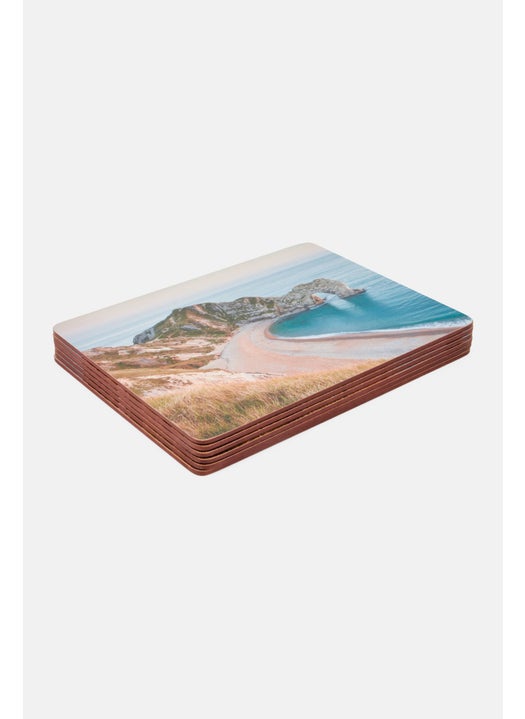 Set Of 6 Durdle Door Placemats, Blue