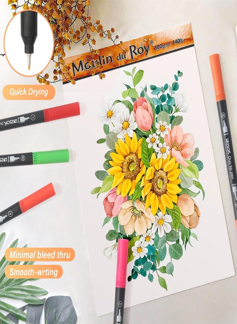 60colors black stem double head painting pens - Image 2