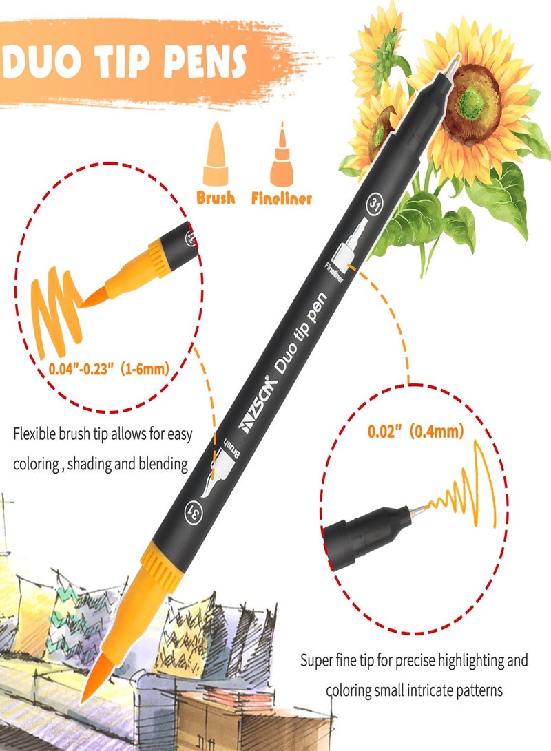 60colors black stem double head painting pens - Image 4