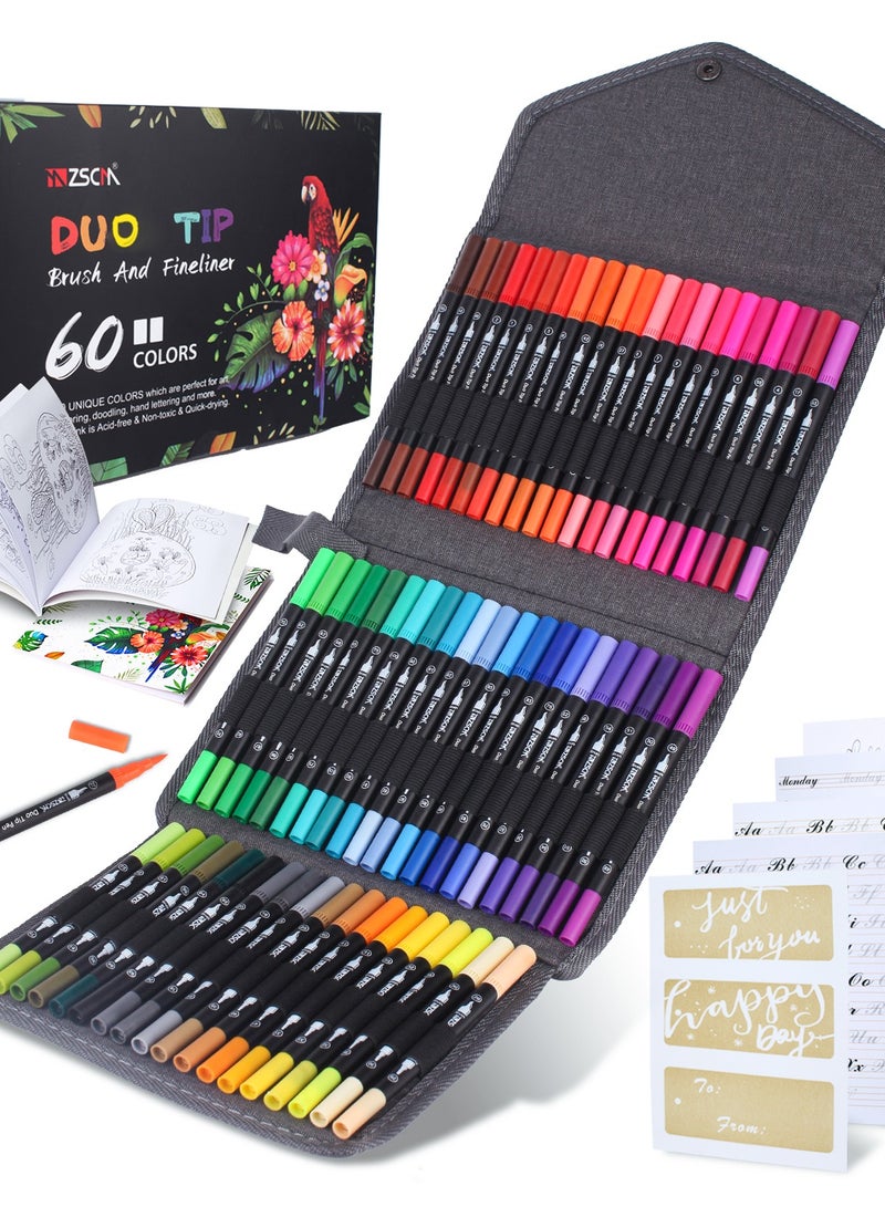 60colors black stem double head painting pens - Image 1