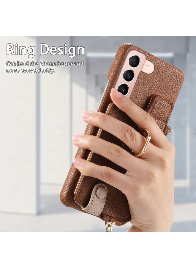 S-TOP Case For Samsung Galaxy S21 5G Litchi Leather Oil Edge Ring Zipper Wallet Back Phone Case - Image 3