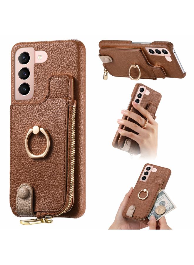 S-TOP Case For Samsung Galaxy S21 5G Litchi Leather Oil Edge Ring Zipper Wallet Back Phone Case - Image 1
