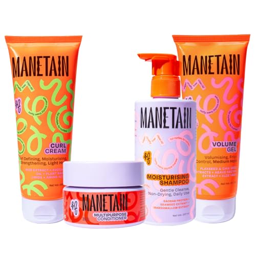MANETAIN Washday Volume Bundle Full Size | Moisturizing Shampoo 237ml , Multipurpose Conditioner 200gm , Volume Gel 200ml & Curl Cream 200ml | Hydrating, Anti-Frizz, Curl-Enhancing for Curly,Wavy Hair - Image 1