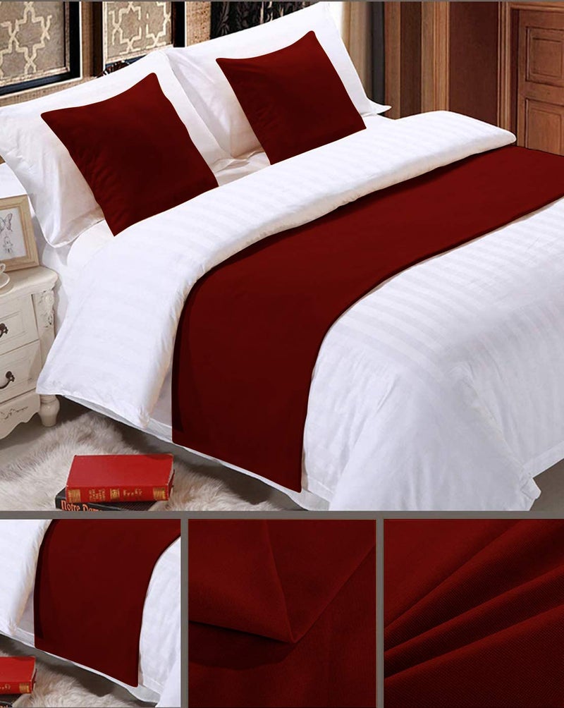 Elegant Decor 800 Thread Count Bed Runner with 2 Piece Cushion Covers - 100% Egyptian Cotton - Luxurious Premium Hotel Quality Bed Scarf Runner for Bedroom Hotelroom - King (Burgundy) - Image 3