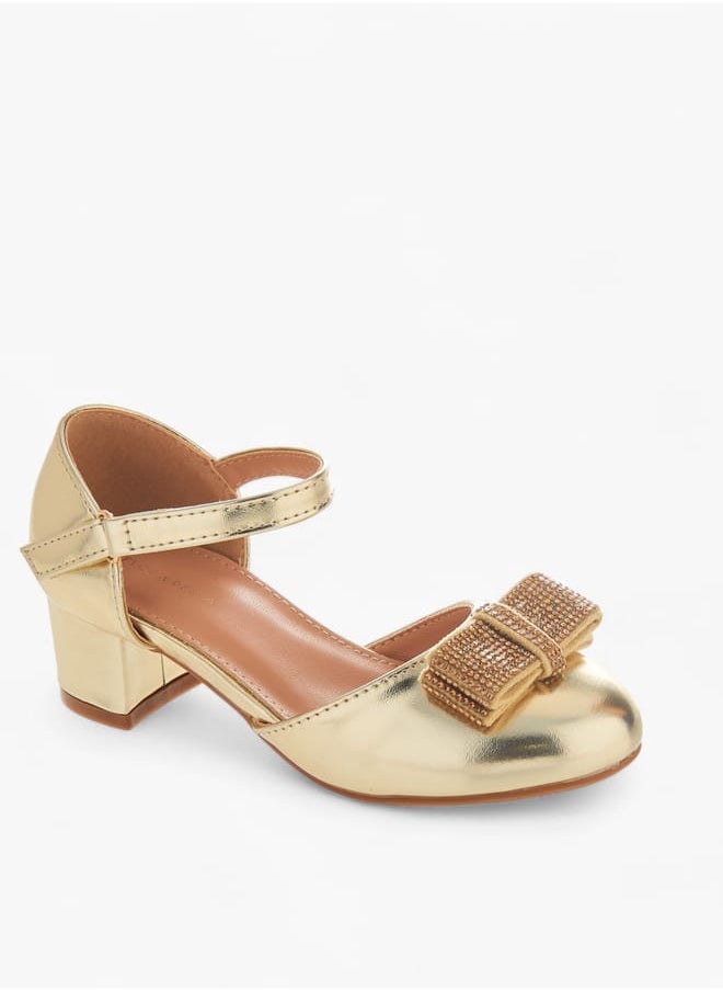 Flora Bella By Shoexpress Girls Block Heel Ballerina With Hook And Loop Closure  - Image 1