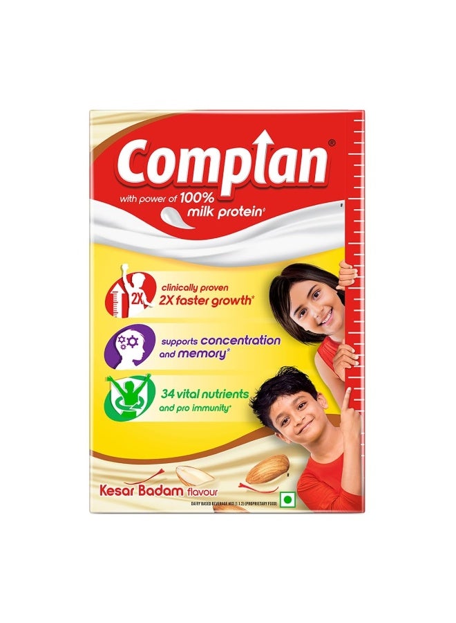 Complan Nutrition Drink Powder for Children, Kesar Badam Flavour, 500 g Carton | Nutrition drink for kids with protein & 34 vital nutrients with free Shaker - Image 1