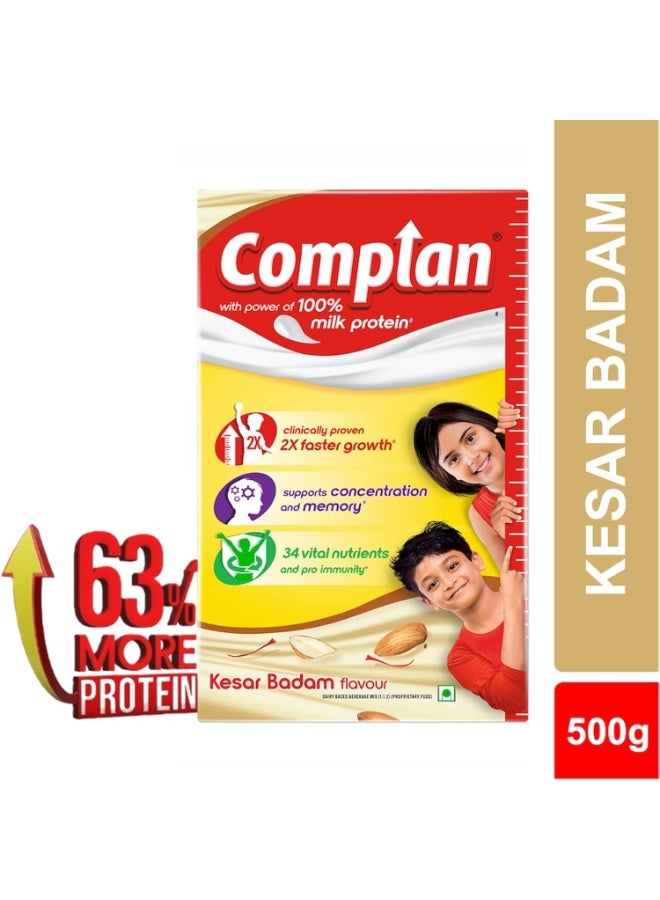 Complan Nutrition Drink Powder for Children, Kesar Badam Flavour, 500 g Carton | Nutrition drink for kids with protein & 34 vital nutrients with free Shaker - Image 4