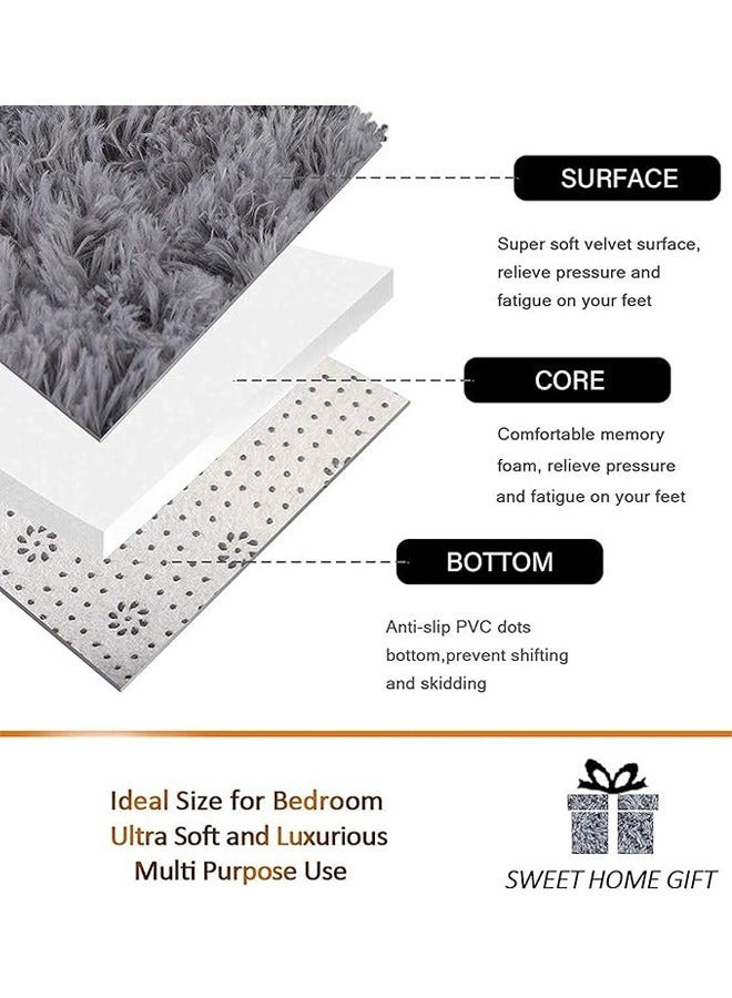 MLADEN Area Bedroom Carpet 3x5 Feet Tie Dyed Dark Gray Fluffy Plush Carpet Modern Plush Indoor Area Carpet Living Room Carpet Children's Room Bedroom And Nursery Anti-Skid Carpet - Image 2
