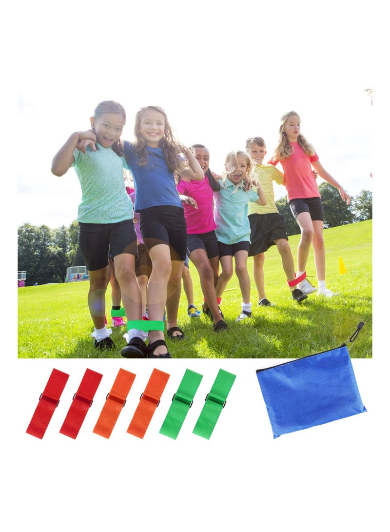 Zikra Legged Race Bands Tie Rope 6 Pcs 3 Legged Race Bands for Kids Adults Birthday Carnival Party Field Day Outdoor Three Legged Relay Race Family Games - Image 2