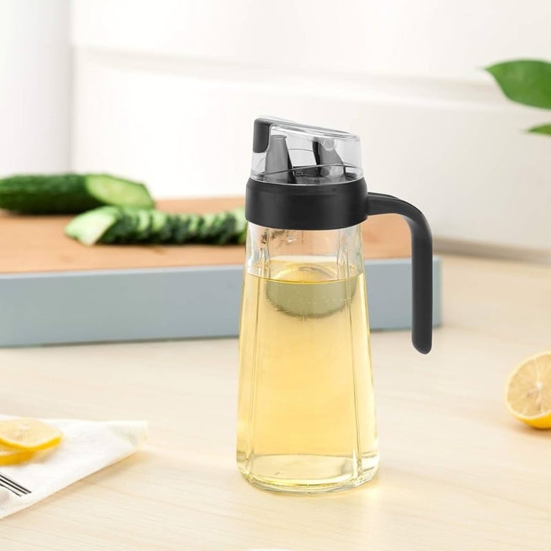Wrixty Cooking Oil Container Oil Bottle 630 ML Clear Glass Olive Oil Dispenser Cruets Pot Container with Pouring Spout for Kitchen Cooking Multi Color - Image 2