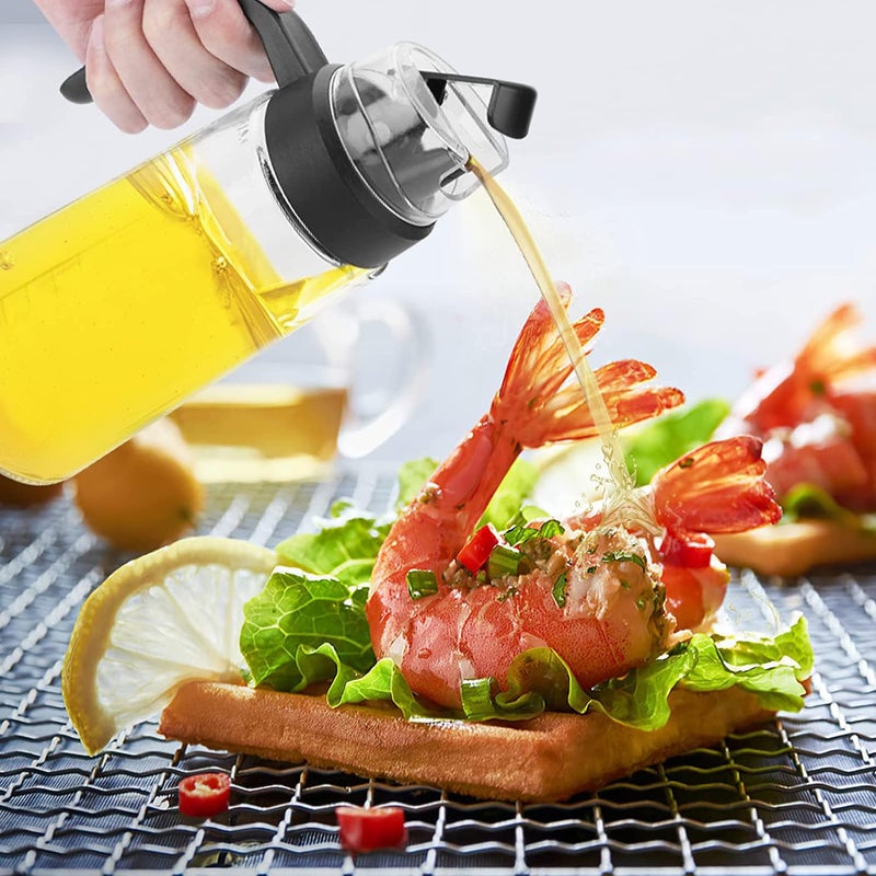 Wrixty Cooking Oil Container Oil Bottle 630 ML Clear Glass Olive Oil Dispenser Cruets Pot Container with Pouring Spout for Kitchen Cooking Multi Color - Image 4
