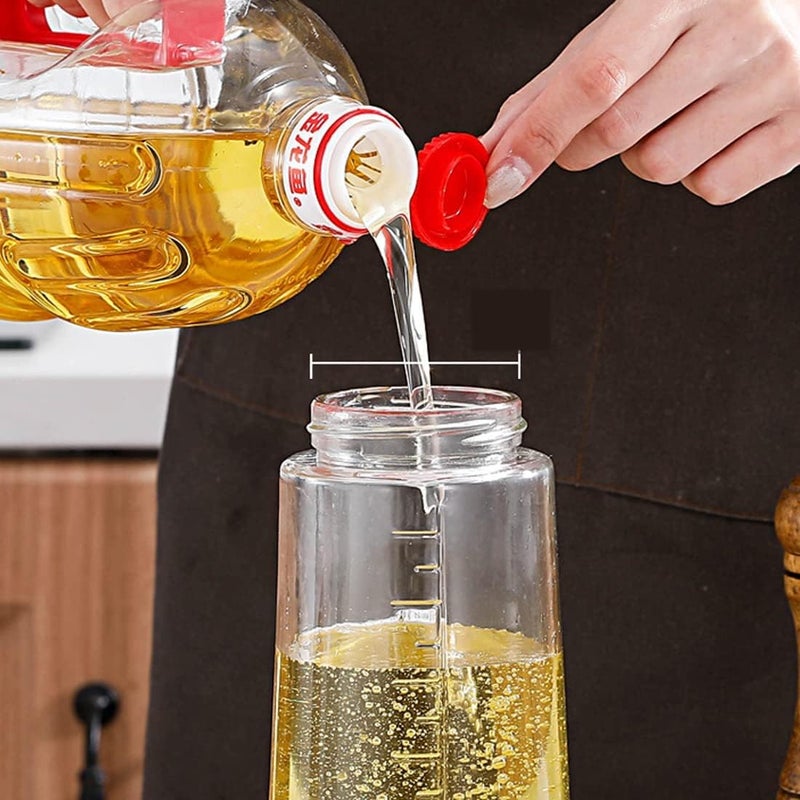 Wrixty Cooking Oil Container Oil Bottle 630 ML Clear Glass Olive Oil Dispenser Cruets Pot Container with Pouring Spout for Kitchen Cooking Multi Color - Image 3